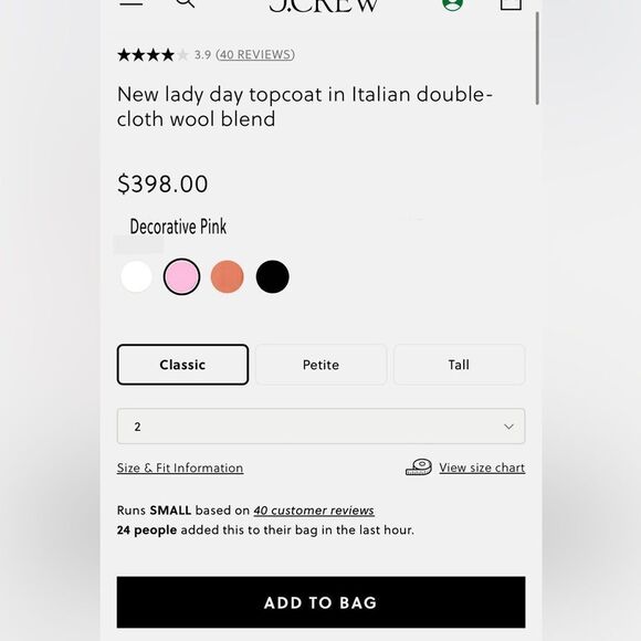 Last One NWT PINK J. CREW Wool-blend lady coat - Picture 12 of 16